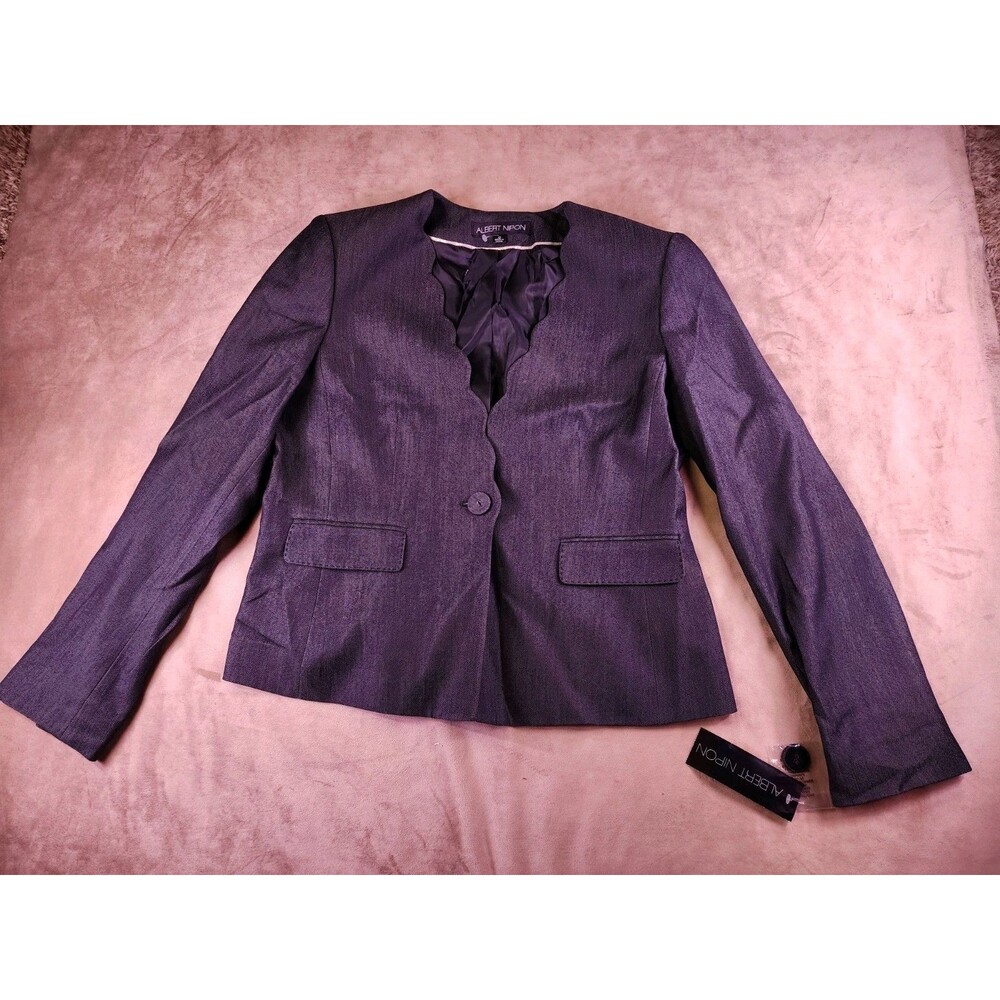 Albert Nipon Dark Gray women's Pant Suit Set Jacket Pants Size 12